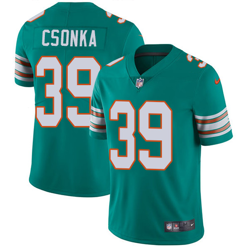 Nike Dolphins #39 Larry Csonka Aqua Green Alternate Men's Stitched NFL Vapor Untouchable Limited Jersey - Click Image to Close